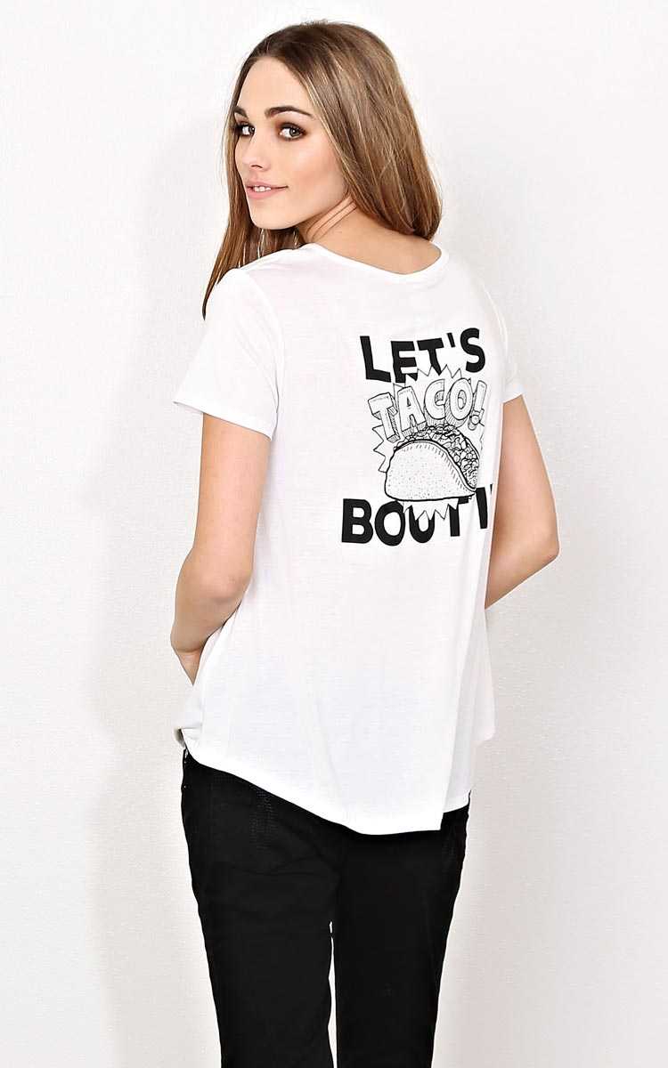 LET'S TACO BOUT IT Graphic Tee - - White in Size by Styles For Less