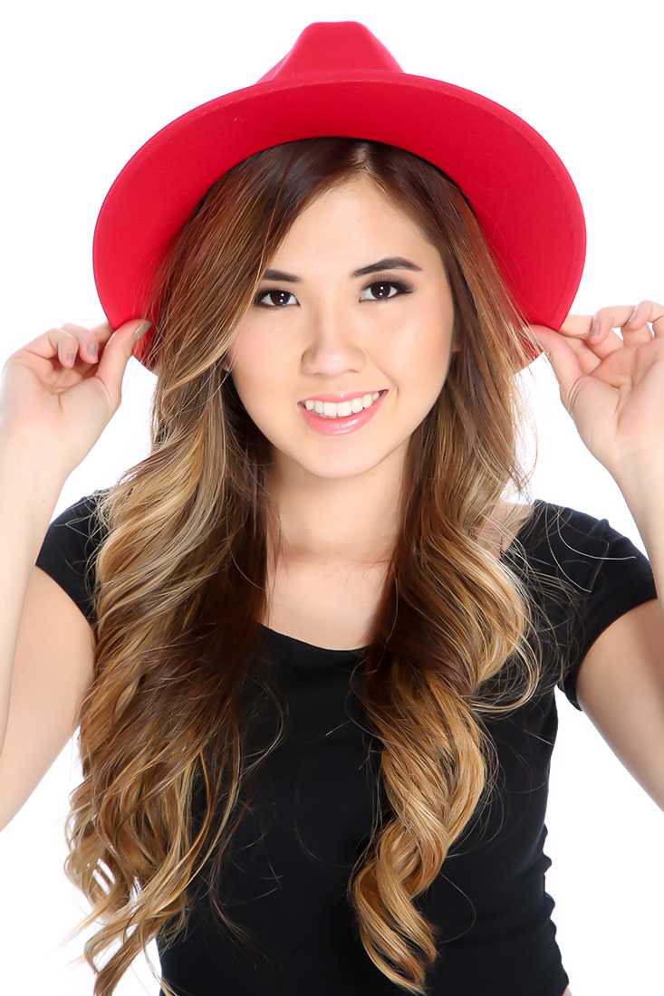 Red Wool Structured Top Fedora Hat