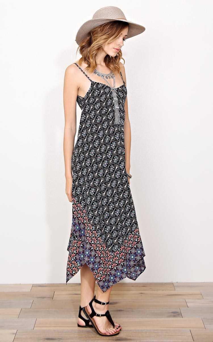 Spring In Capri Woven Trapeze Dress - - Black Combo in Size by Styles For Less