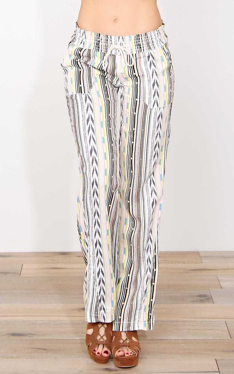 Colorful Spring Linen Pants - - Ivory Combo in Size by Styles For Less