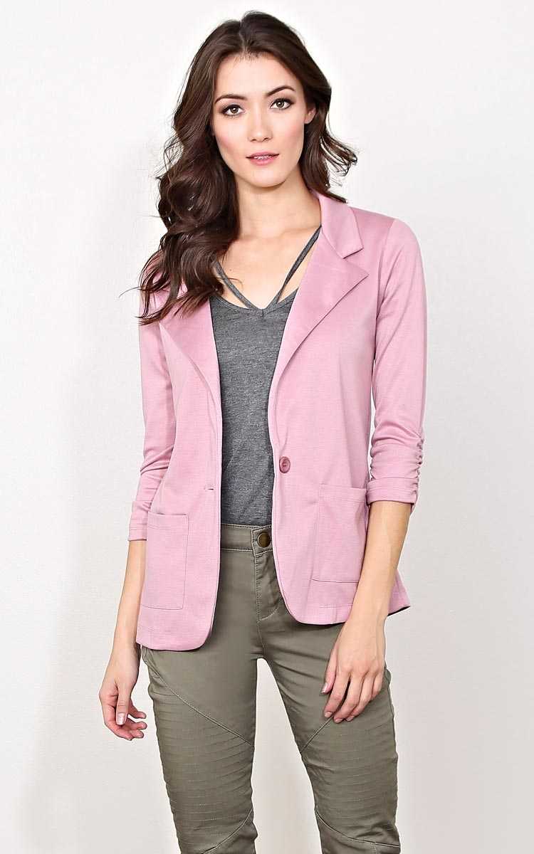 Tyler Knit Boyfriend Blazer - - Mauve in Size by Styles For Less