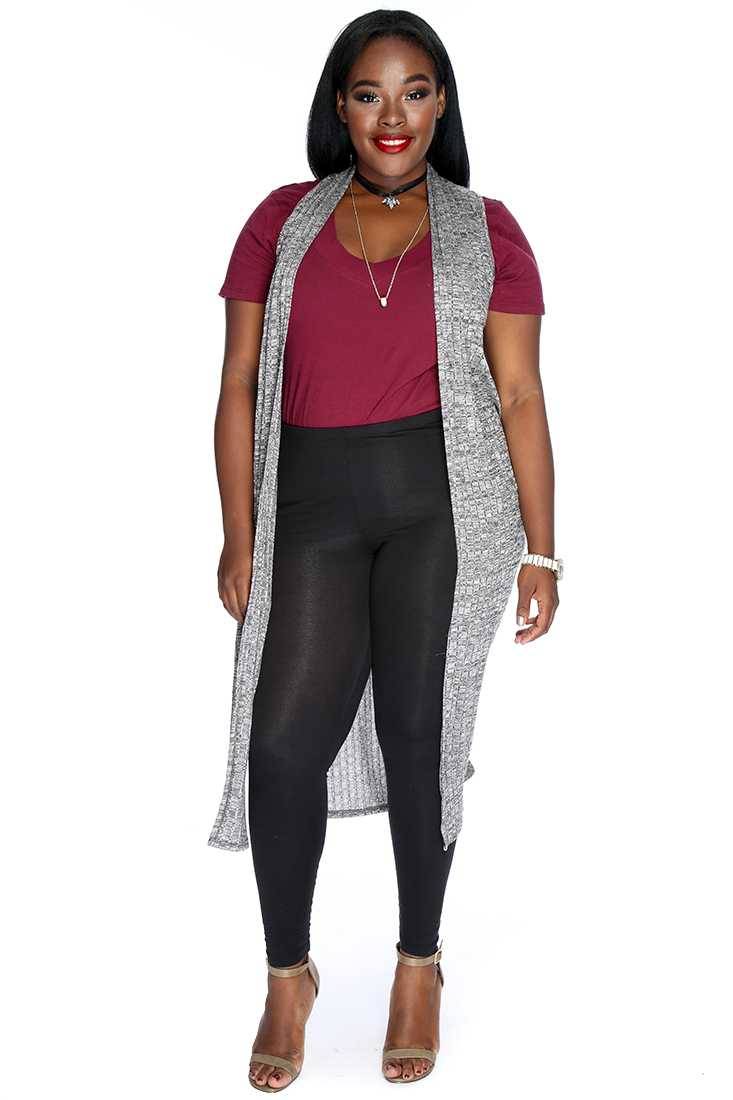 Black Sleeveless Open Front Causal High Low Cardigan