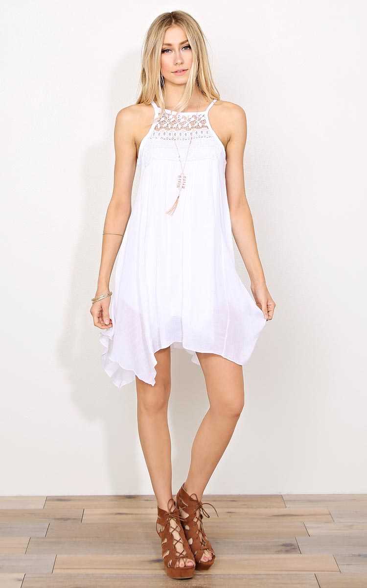 Aubrey Crochet Inset Woven Dress - - in Size by Styles For Less