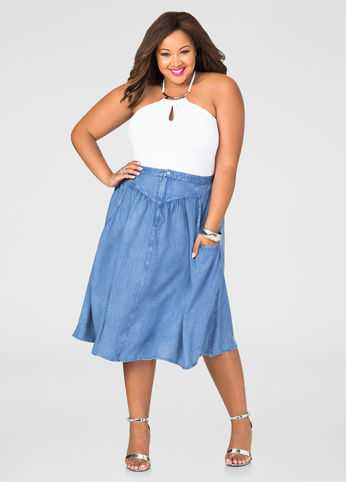 Deep Pocket Jean Skirt
