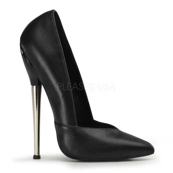 Black Faux Leather Single Sole Pump High Heels