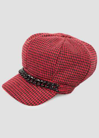 Houndstooth Chain Link Newsboy Cap