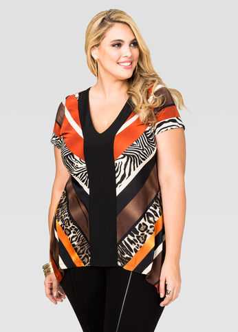 Mixed Print Sharkbite Top