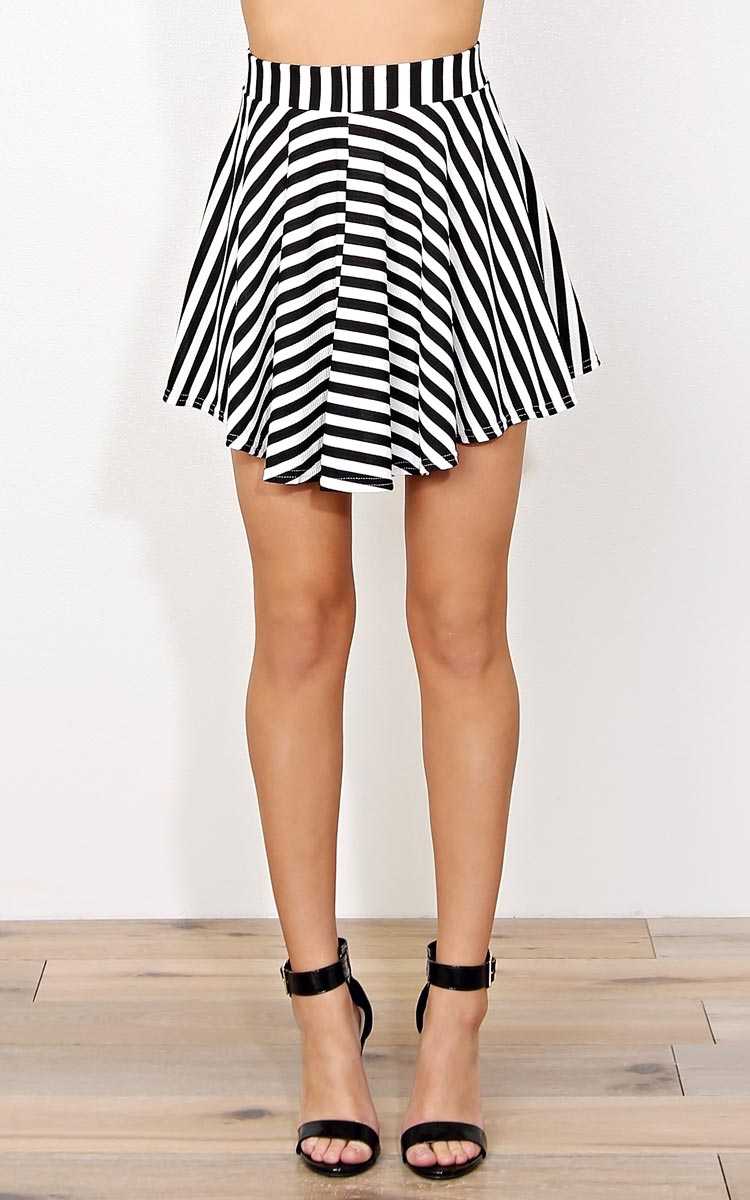 Break Up Knit Skater Skirt - - Black/White in Size by Styles For Less