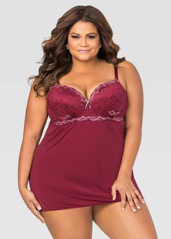 Two-Tone Lace Chemise Lingerie Set