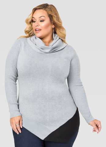 Asymmetrical Cowl Neck Sweater