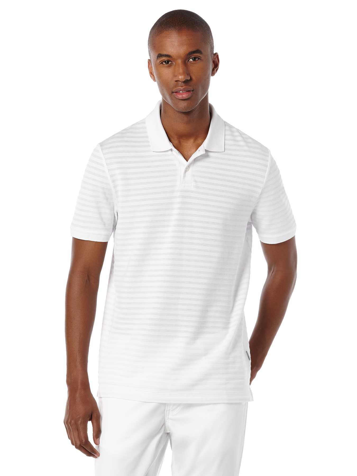 Perry Ellis Short Sleeve Textured Stripe Polo