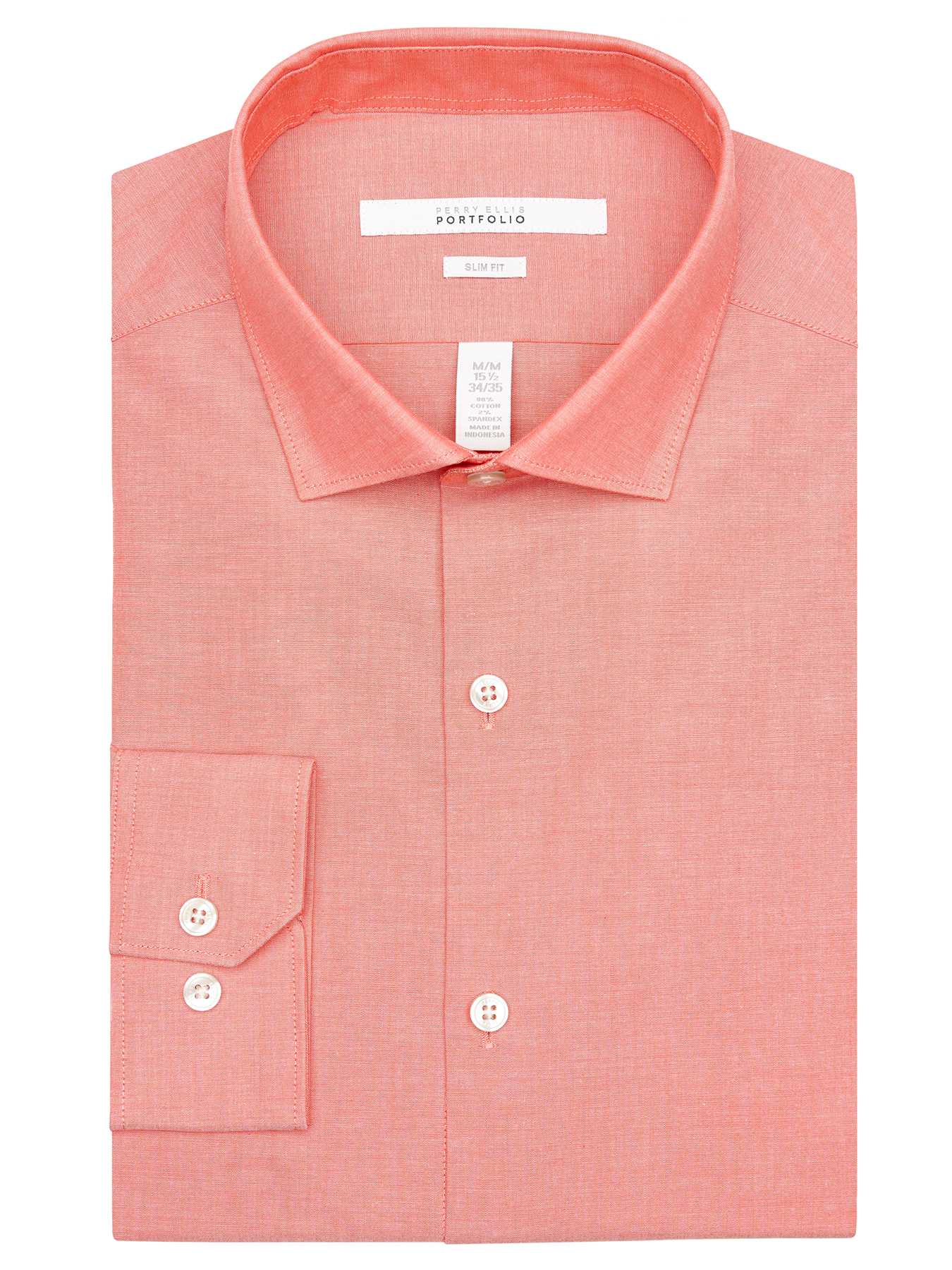Perry Ellis Slim Fit Solid Chambray Dress Shirt
