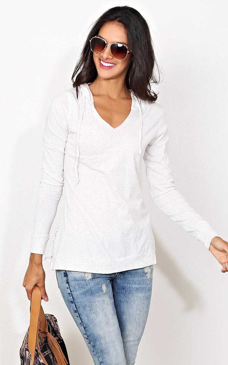 Cute Chill Hooded Top - - White in Size by Styles For Less