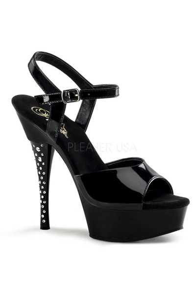 Black Patent Peep Toe Rhinestone High Heels