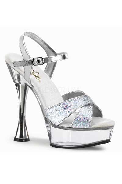 Silver Multi Glitter Cross Strap High Heels