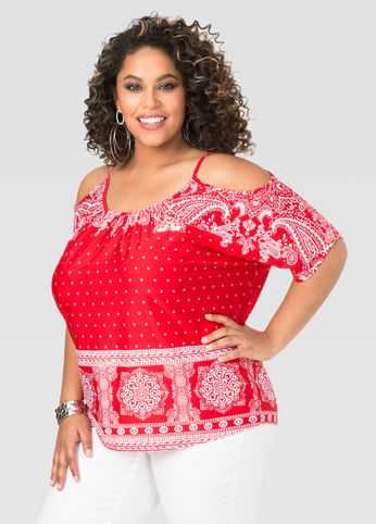 Bandana Cold Shoulder Top