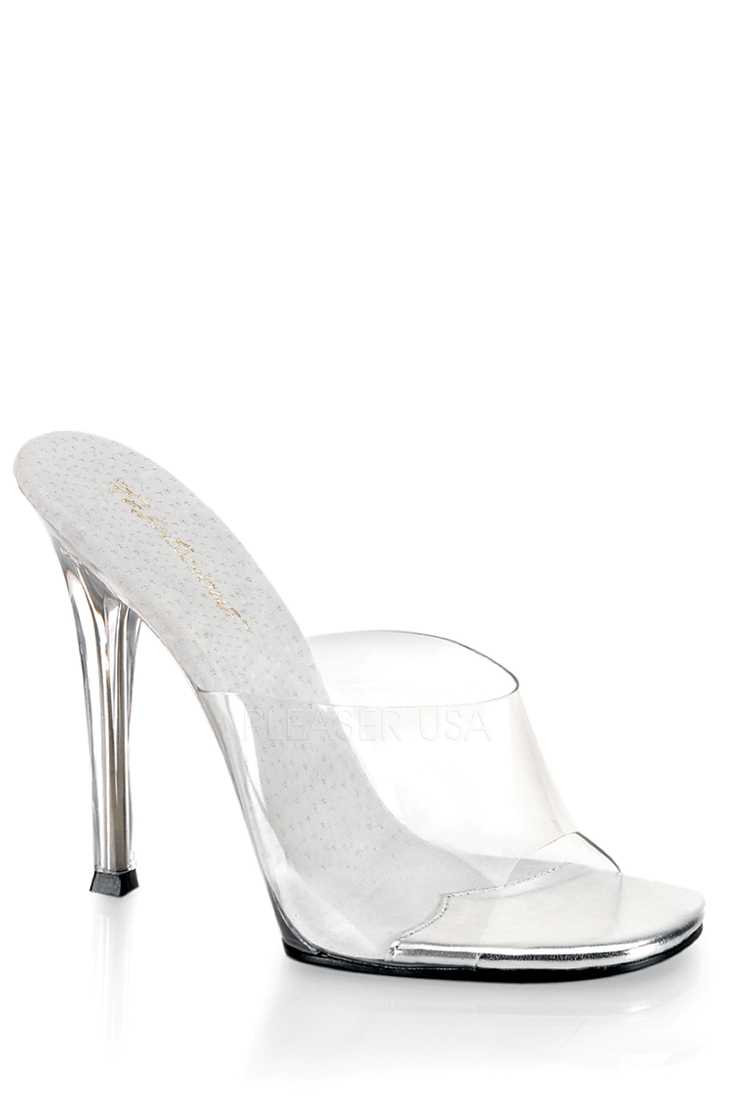 Clear Strap Slip On Peep Toe High Heels PVC