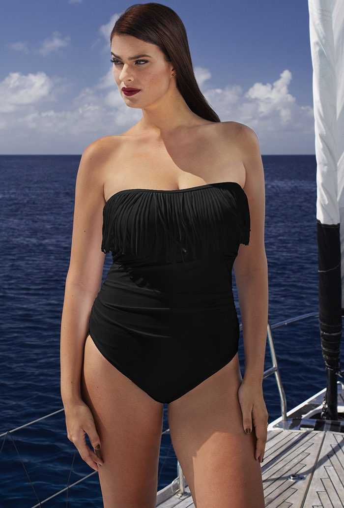 Black Fringe Bandeau Swimsuit