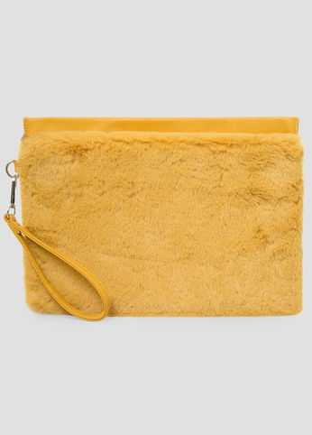 Oversized Fur Wristlet Clutch