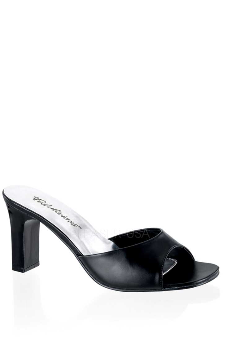 Black Faux Leather Open Toe Sandal High Heels