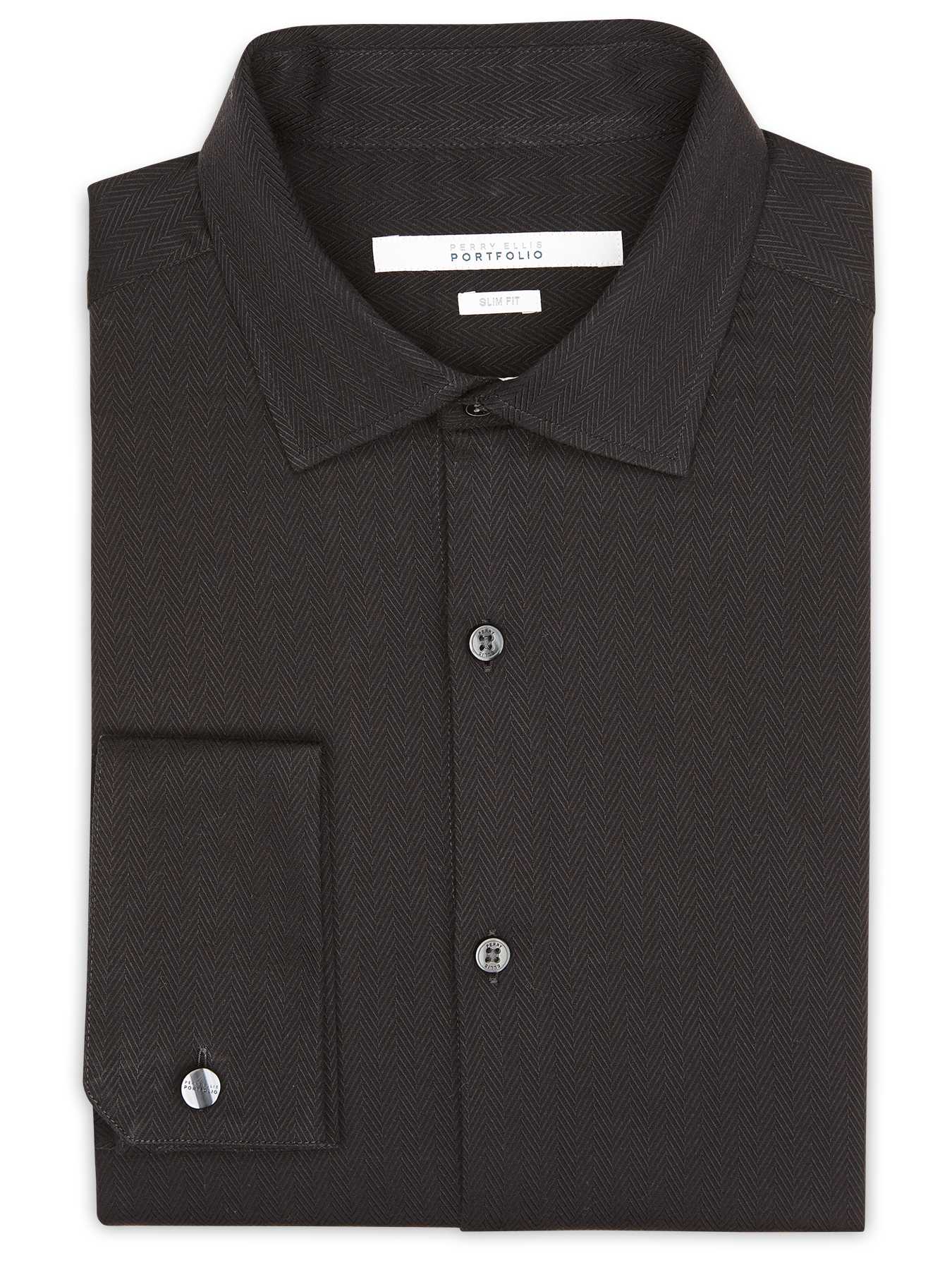 Perry Ellis Slim Fit French Cuff Portfolio Dress Shirt