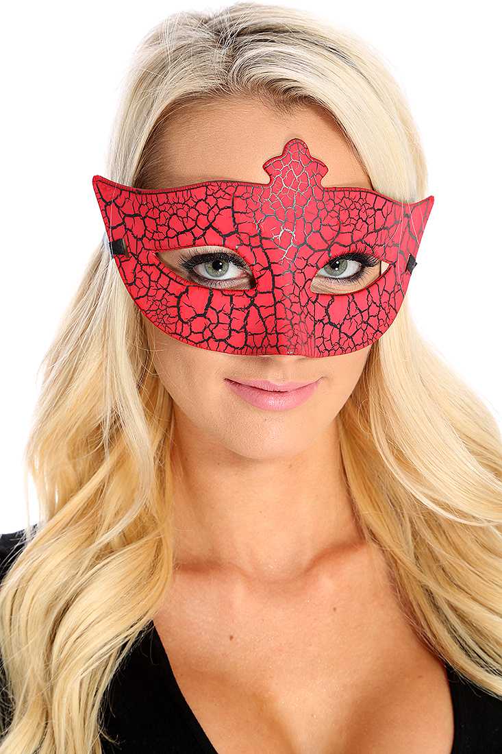 Red Crackle Paint Eye Mask