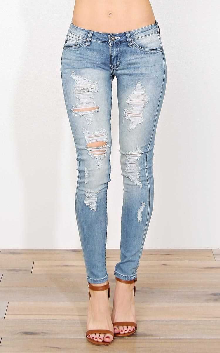 Darla Denim Skinny Jeans - Med Destroyed in Size by Styles For Less
