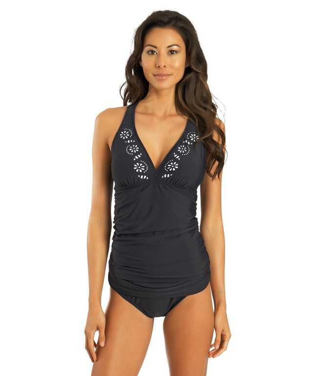 Cutting Edge Halter Tankini Top Color Black Size 12
