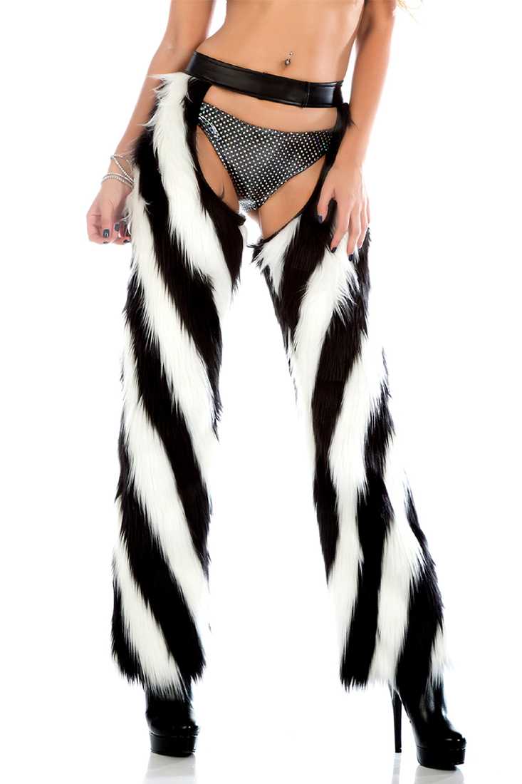 Black Faux Fur Chaps Costume Accessory