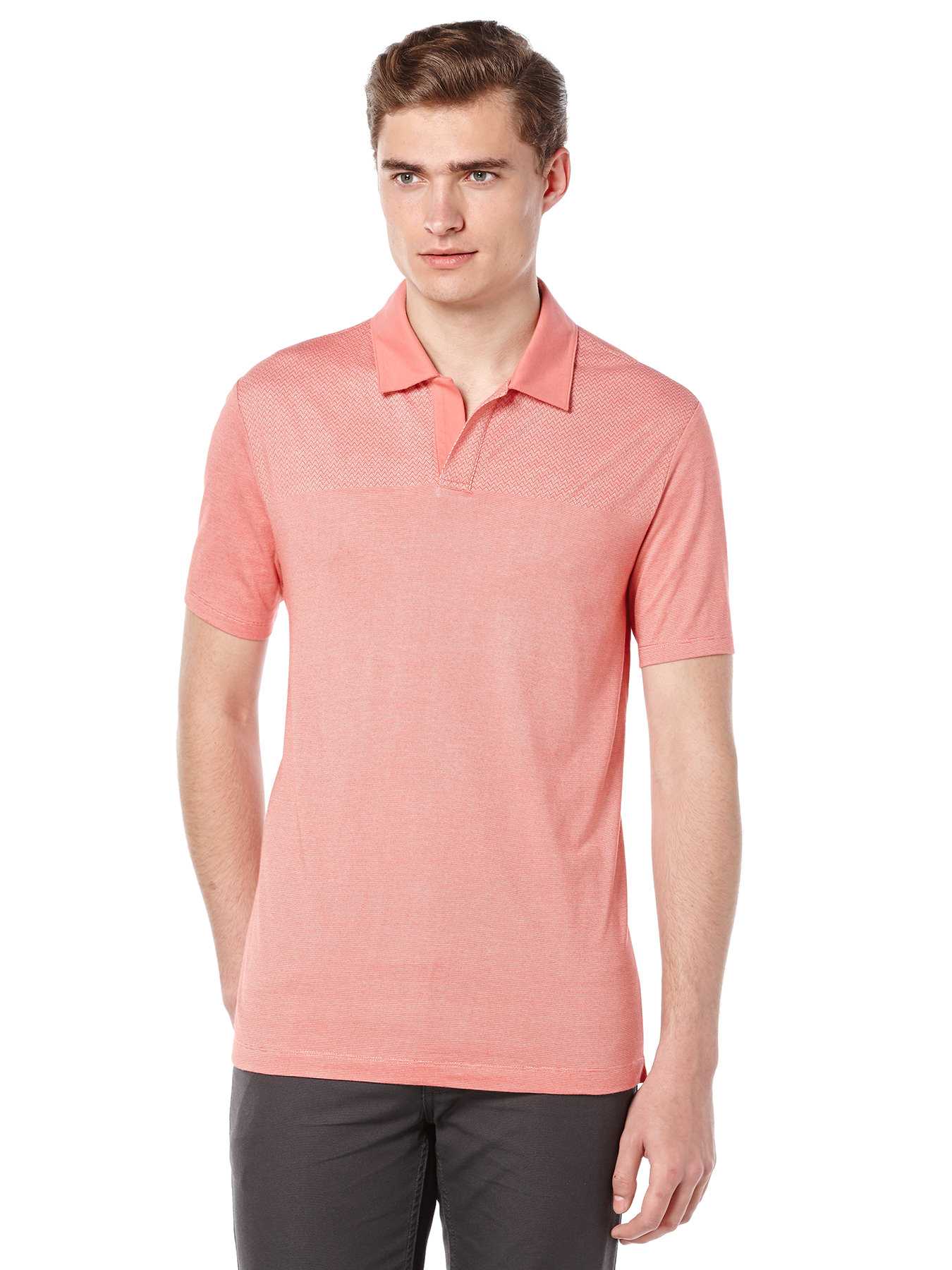 Perry Ellis Short Sleeve Jacquard Placed Polo