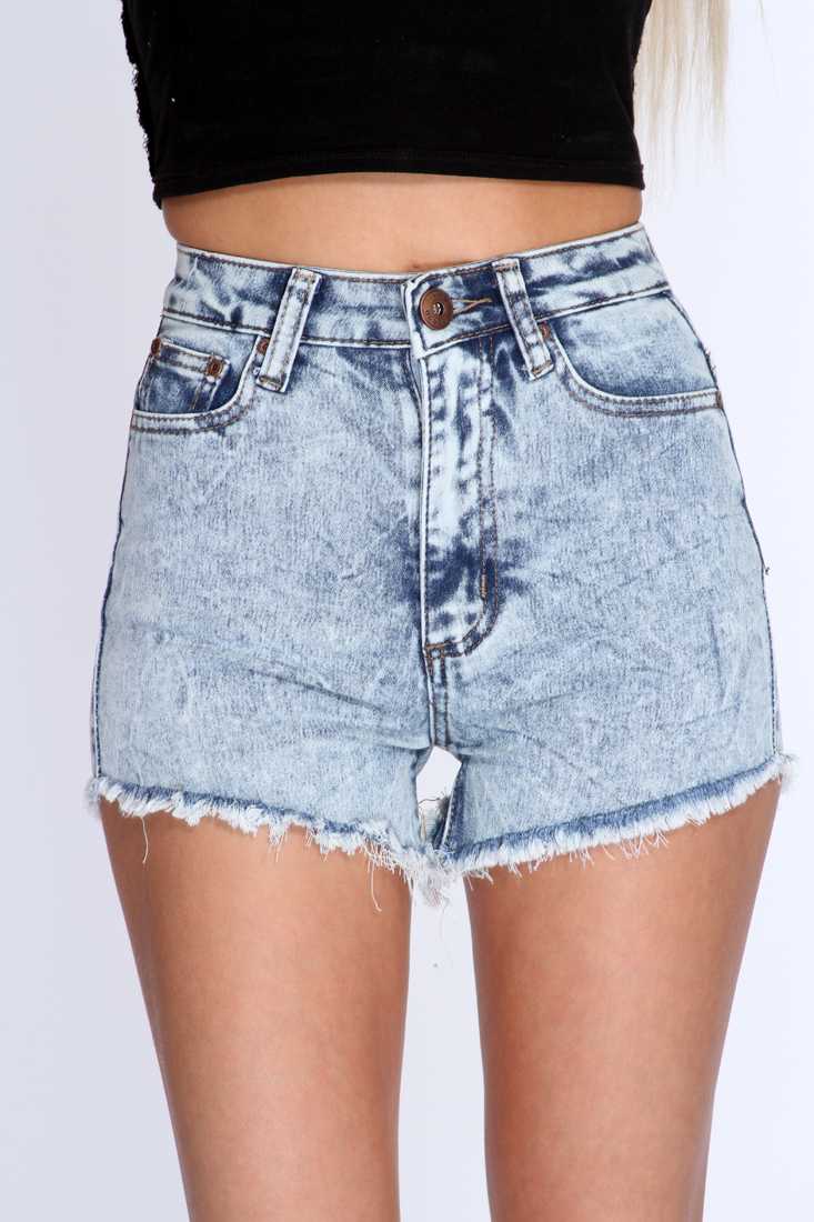 Acid Wash High Waist Shorts