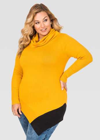 Asymmetrical Cowl Neck Sweater