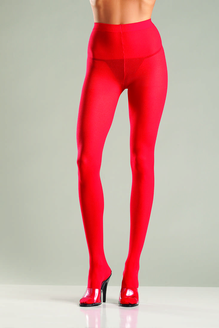 Red Opaque Nylon Pantyhose