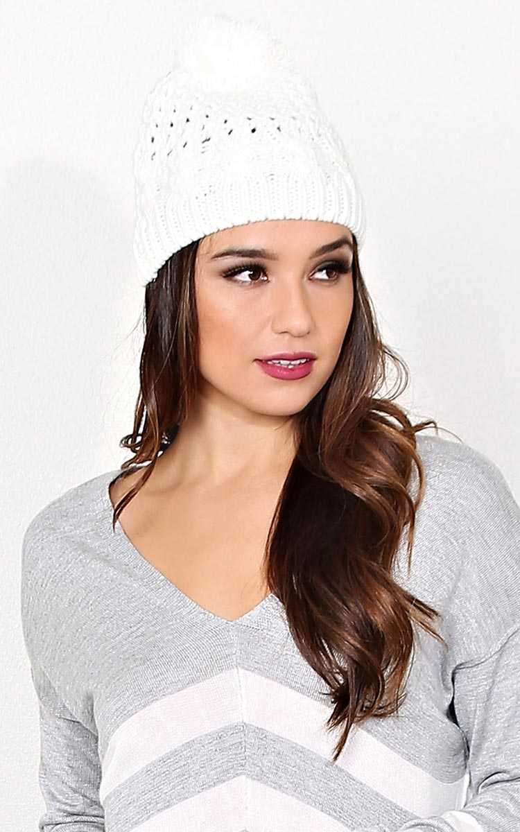 Waffle Knit Pom Pom Beanie - N/S - Ivry/Natrl by Styles For Less