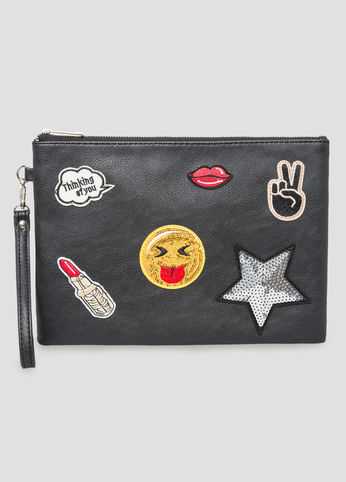 Patches Wristlet Clutch