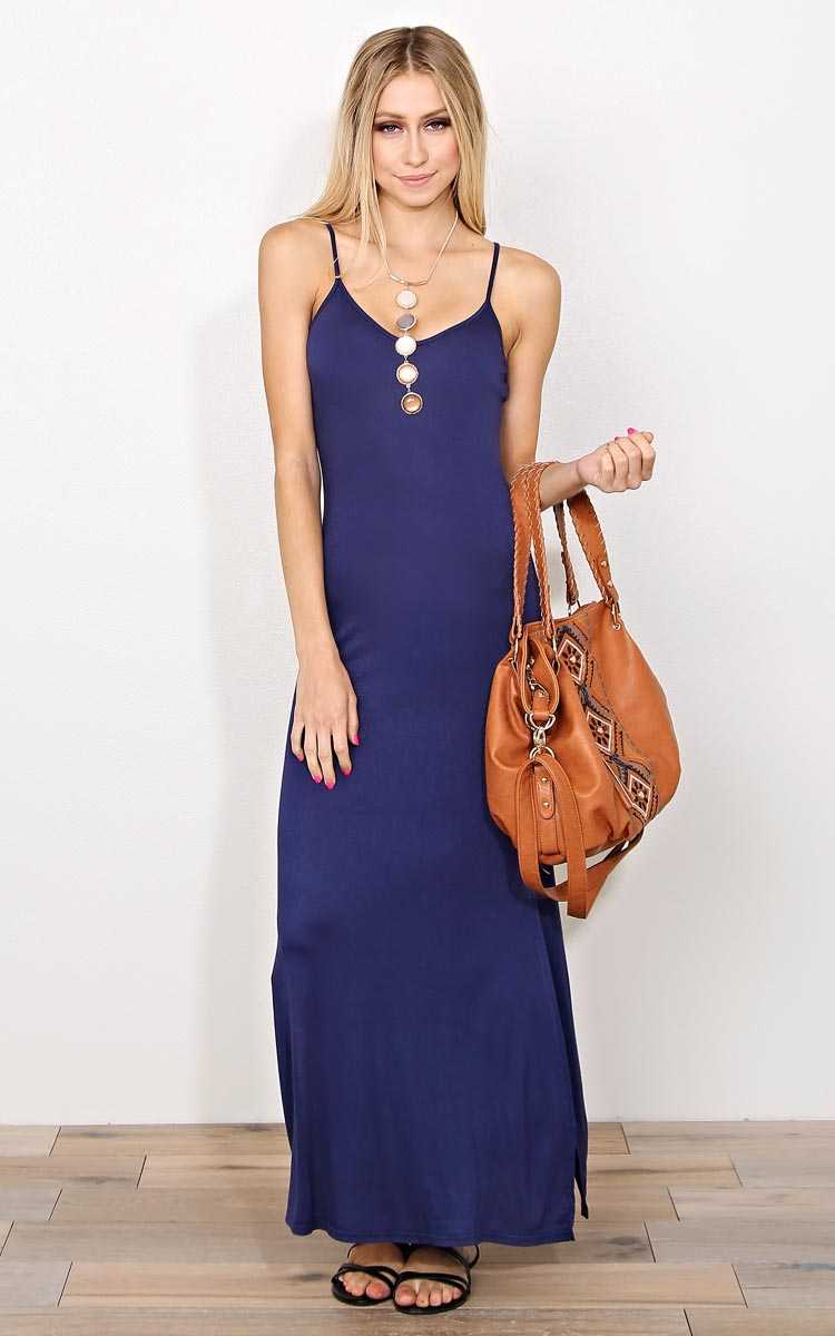 Navy Felicity Knit Maxi Dress - - Navy Combo in Size by Styles For Less