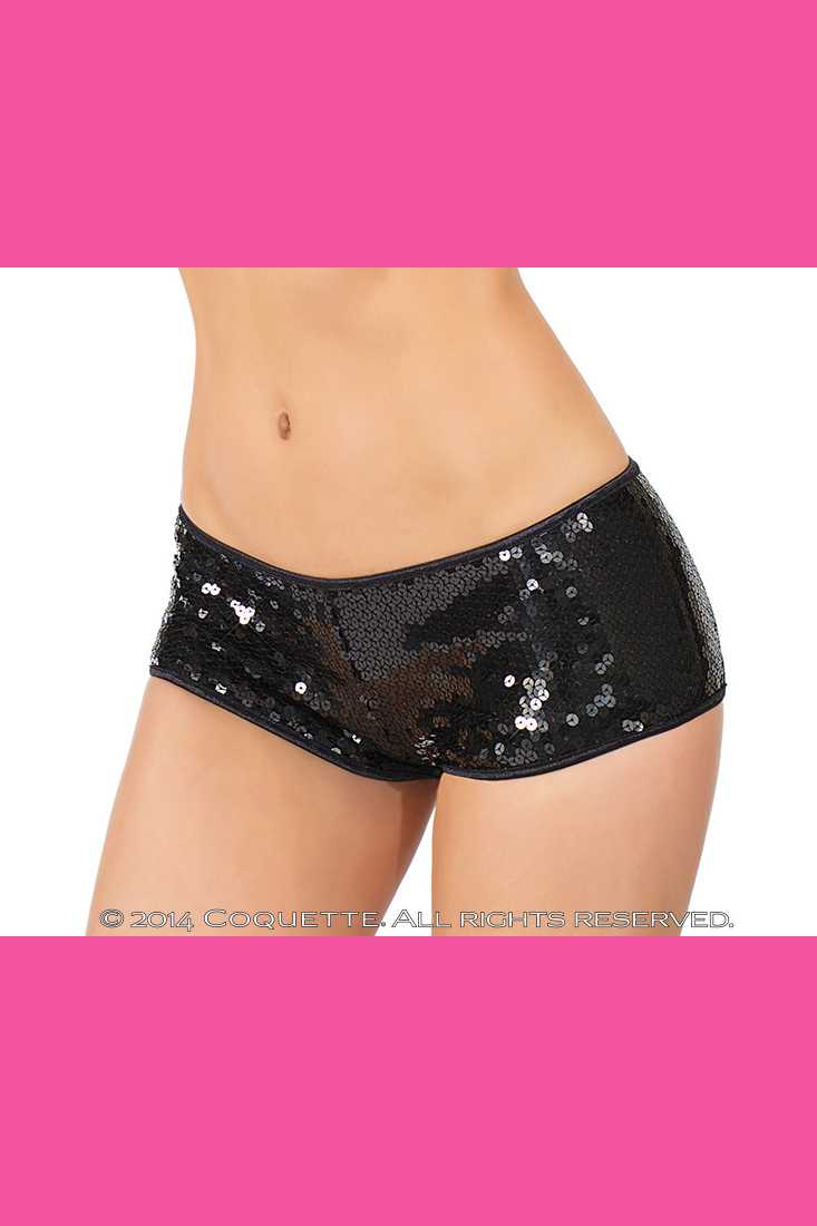 Black Sequin Booty Short