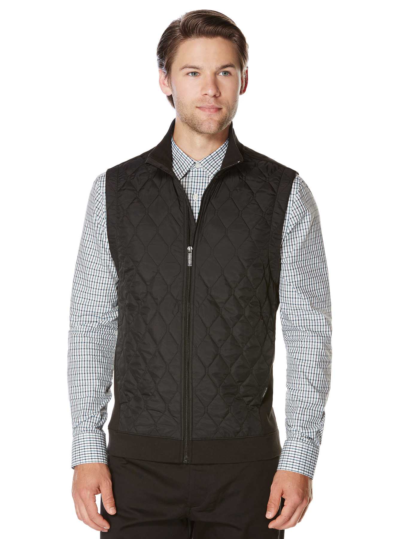 Perry Ellis Quilted Front Full Zip Vest