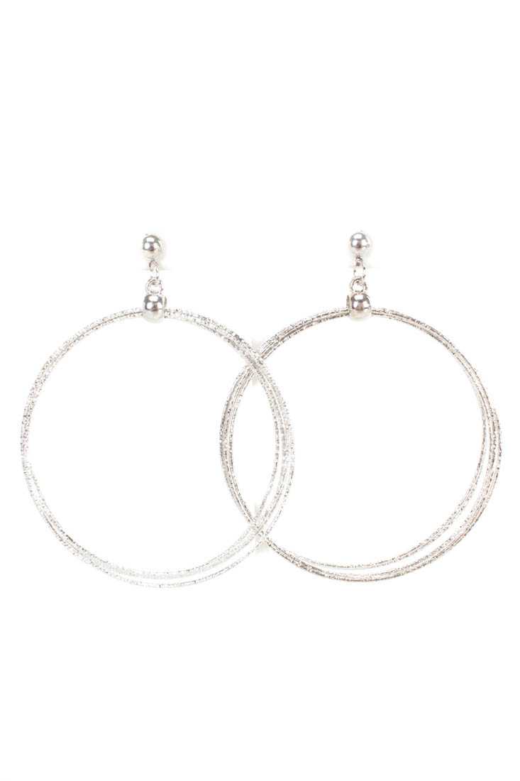 Silver Stacked Hoop High Polish Metal Earrings
