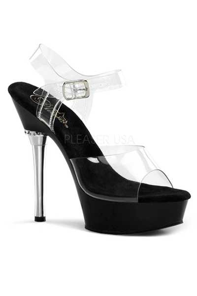 Clear Black Strappy Platform High Heels