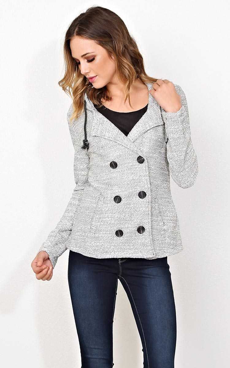 Snow Bunny Marled Peacoat - LGE - Heather in Size Large by Styles For Less