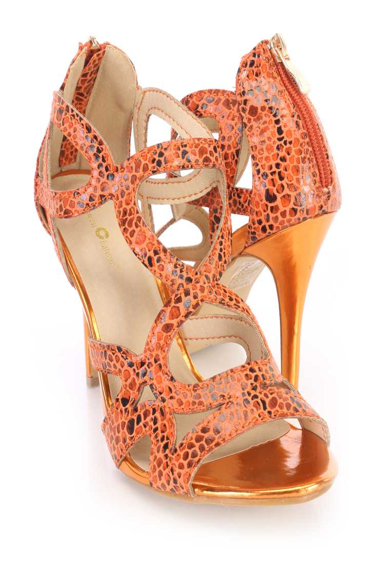 Coral Printed Strappy Single Sole Heels Fabric