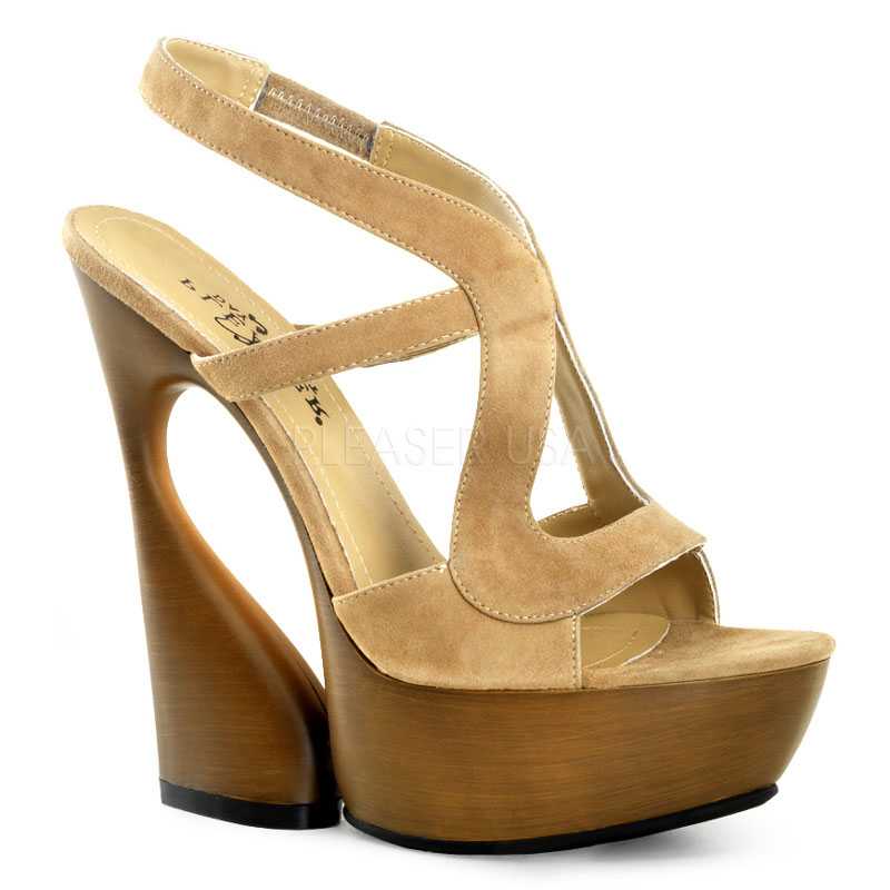 Taupe Strappy Slingback High Heels Faux Suede