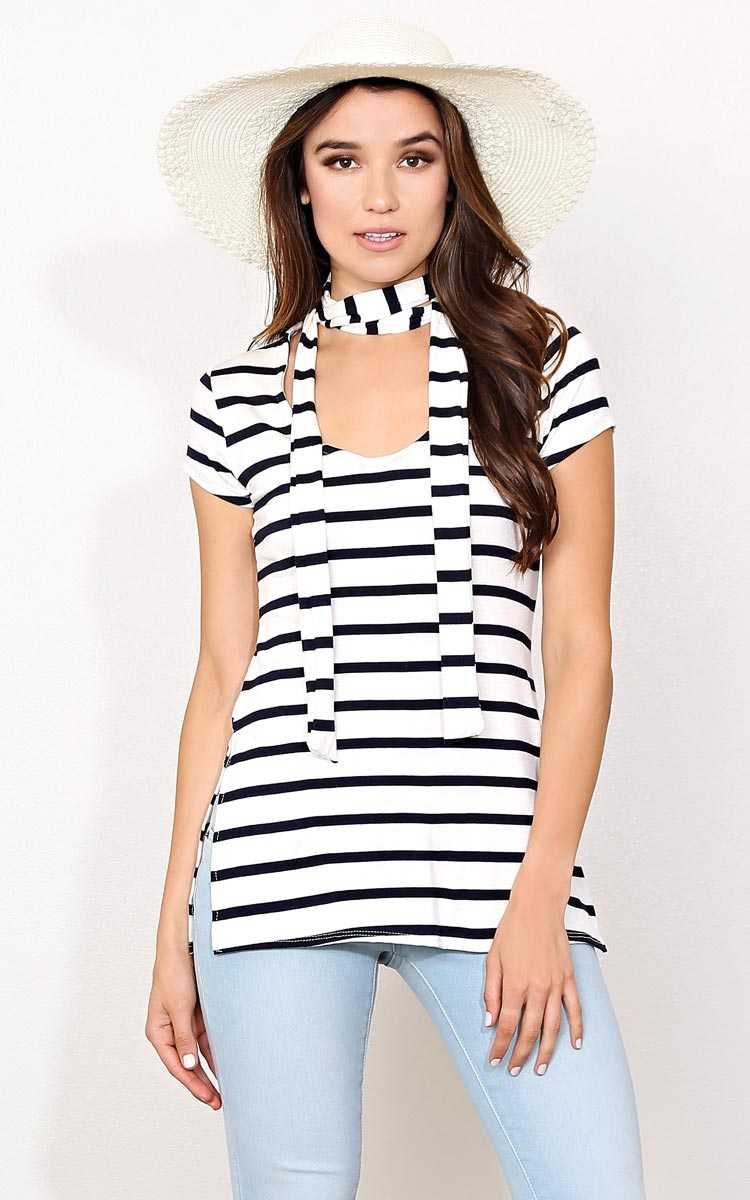 Clarice Striped Knit Top - - Ivory Combo in Size by Styles For Less