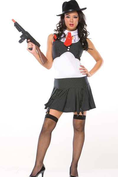 BLACK WHITE GANGSTER BABE COSTUME