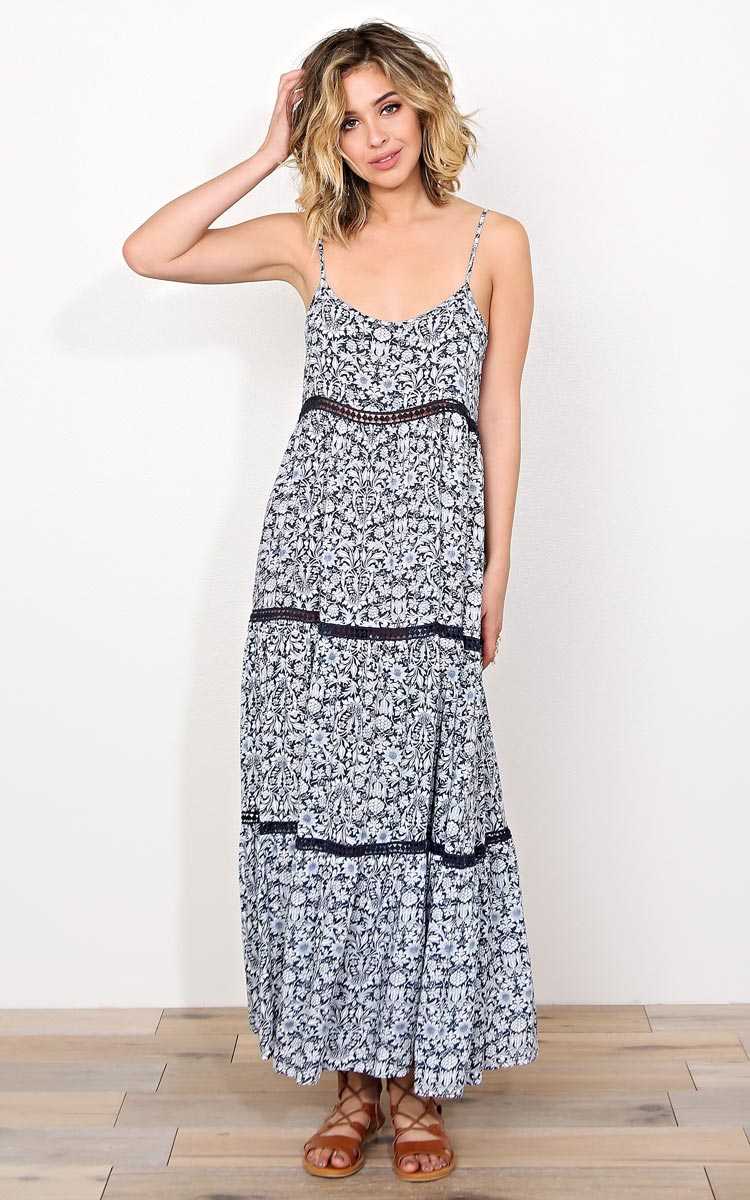 Spring Fields Woven Maxi Dress - LGE - Cobalt in Size Large by Styles For Less