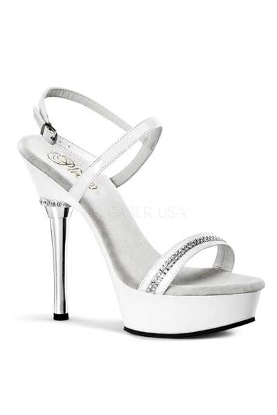 White Patent Rhinestone Strappy High Heels