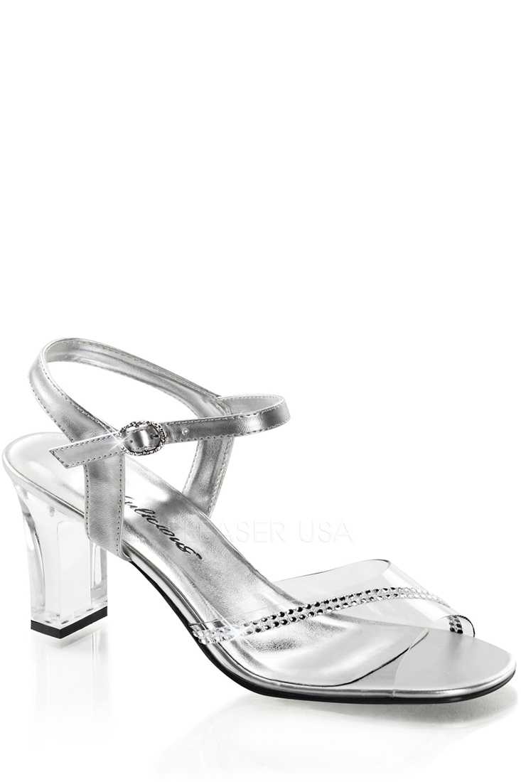 Clear Silver Metallic Rhinetsone Sandal High Heels