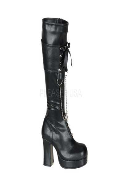 Black Chain Laced Up Boots