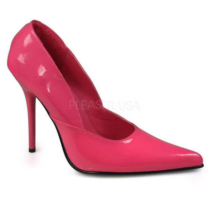 Hot Pink Pointed Closed Toe Pump High Heels Patent